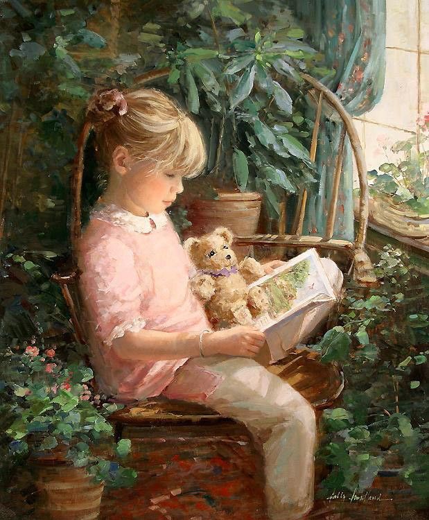 Sally Swatland Reading with 'Oatmeal'